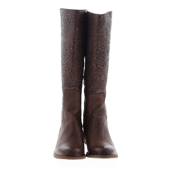 Lucchese Spirit Cowboy Boots Floral Tooled Leather Boots Size 8.5 Handcrafted - Picture 2 of 10